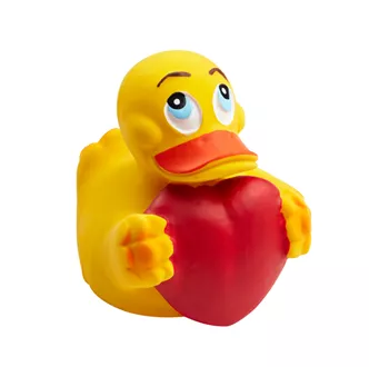 Rubber duck with heart yellow